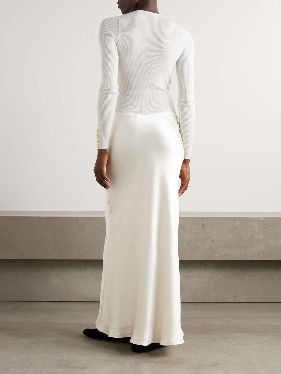 kerry lace-trimmed ribbed cashmere-blend and silk maxi dress