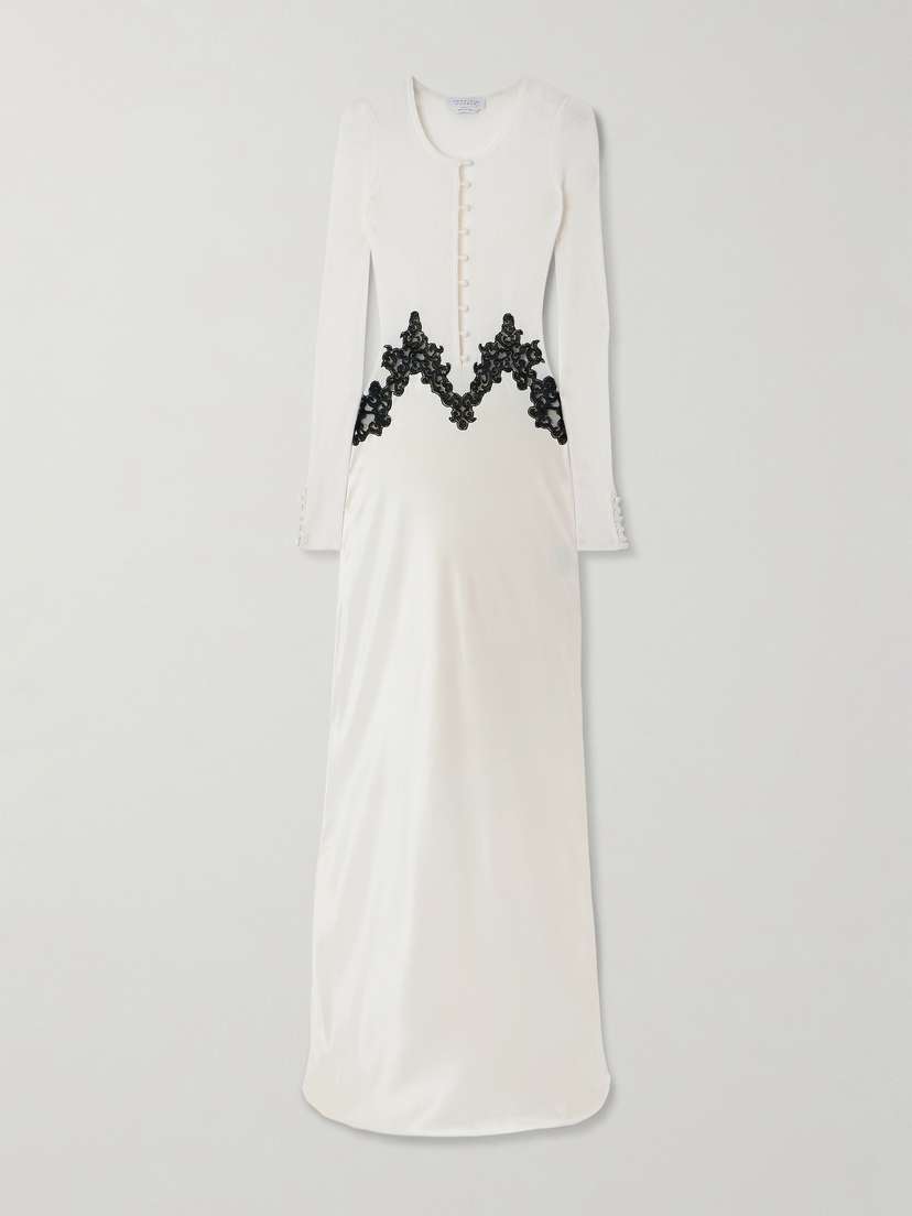Gabriela Hearst Kerry Lace-trimmed Ribbed Cashmere-blend And Silk Maxi Dress