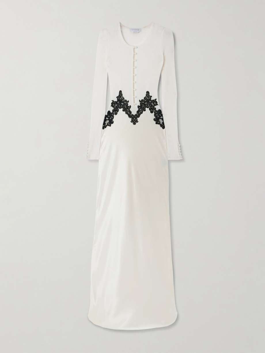 kerry lace-trimmed ribbed cashmere-blend and silk maxi dress