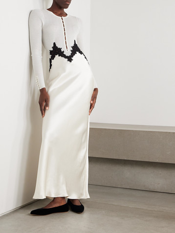 Gabriela Hearst Kerry lace-trimmed ribbed cashmere-blend and silk maxi dress