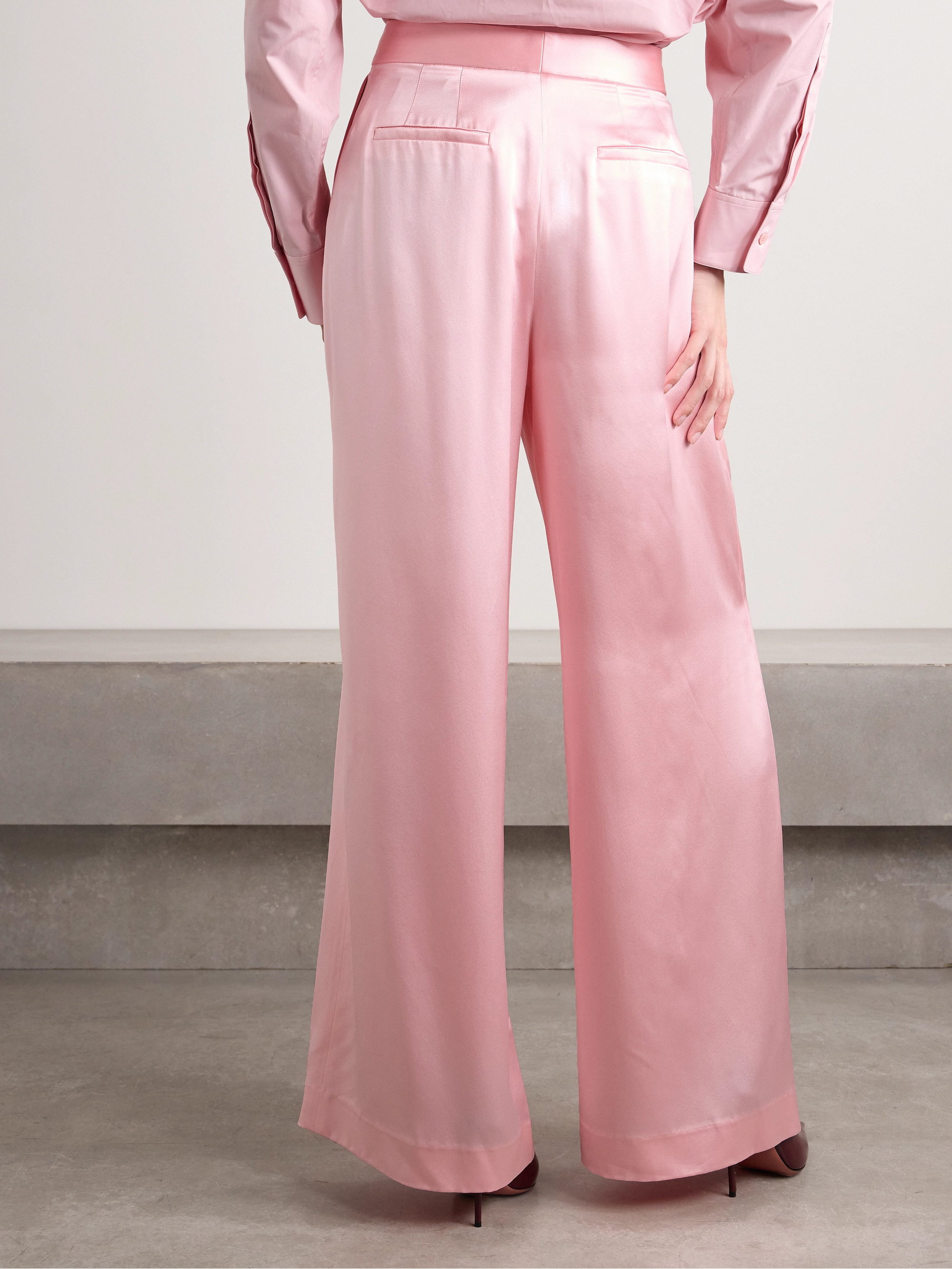 Adam Lippes Pleated silk-charmeuse wide-leg pants thumbnail