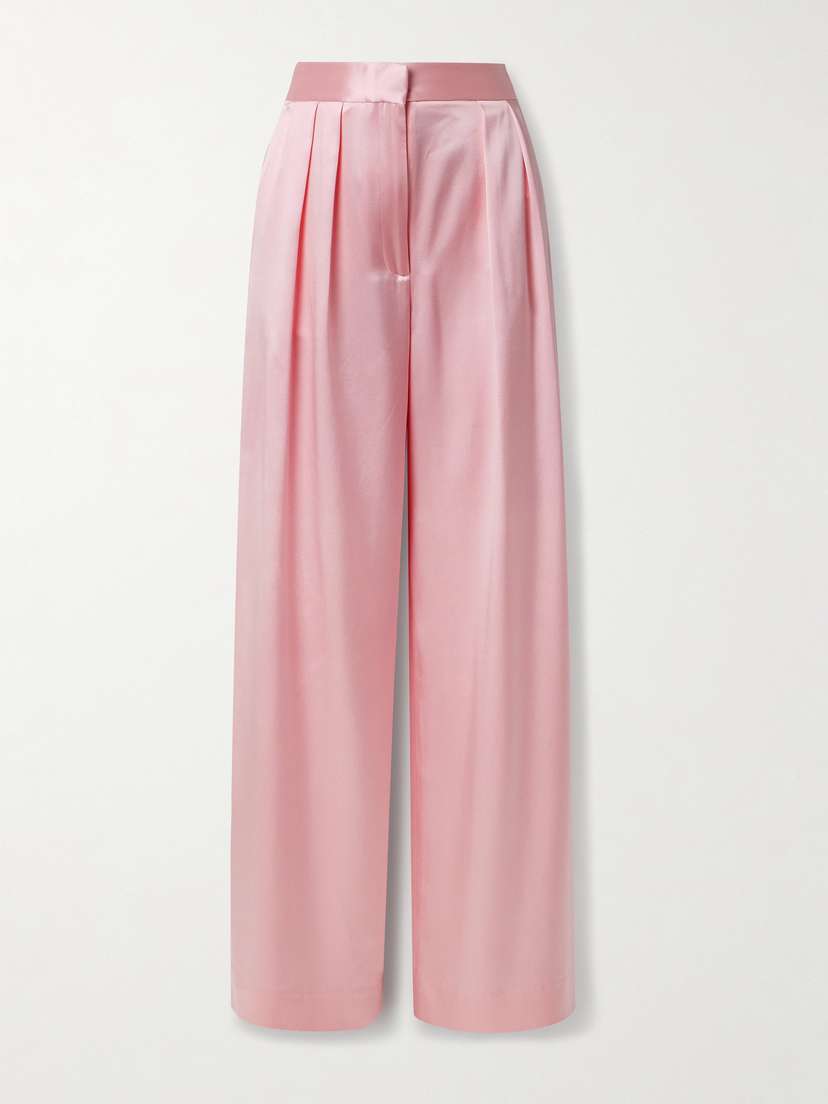 Adam Lippes Pleated Silk-charmeuse Wide-leg Pants