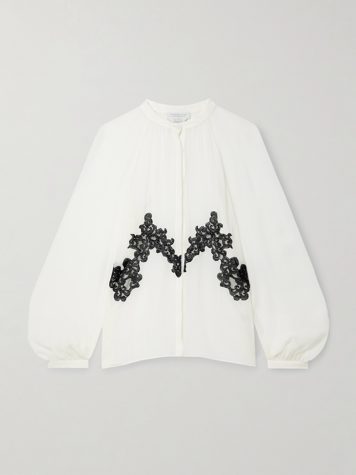 Gabriela Hearst Yately Lace-trimmed Silk-chiffon Blouse In Ivory