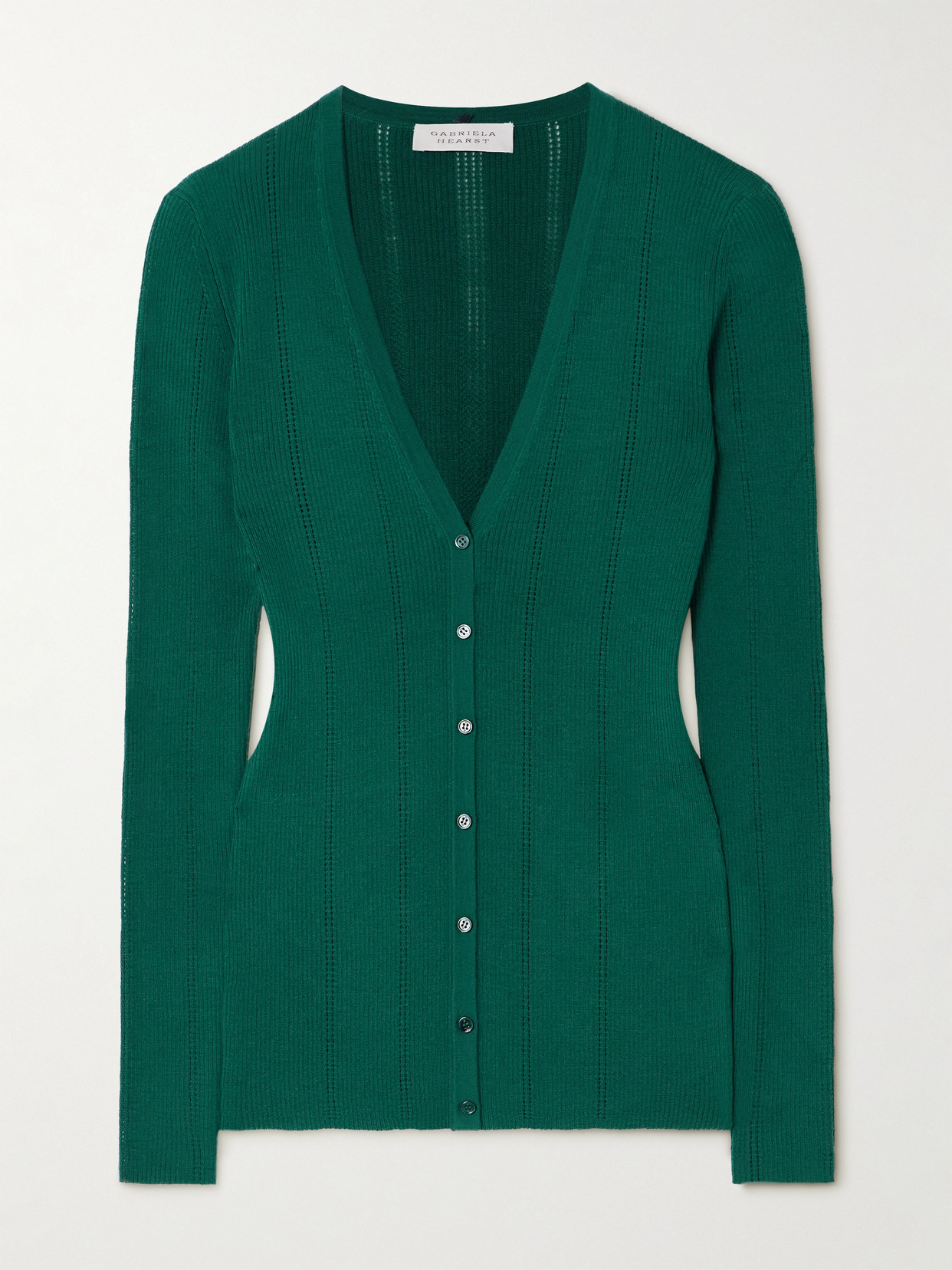 Gabriela Hearst - Lillian Pointelle-knit Wool Cardigan - Emerald