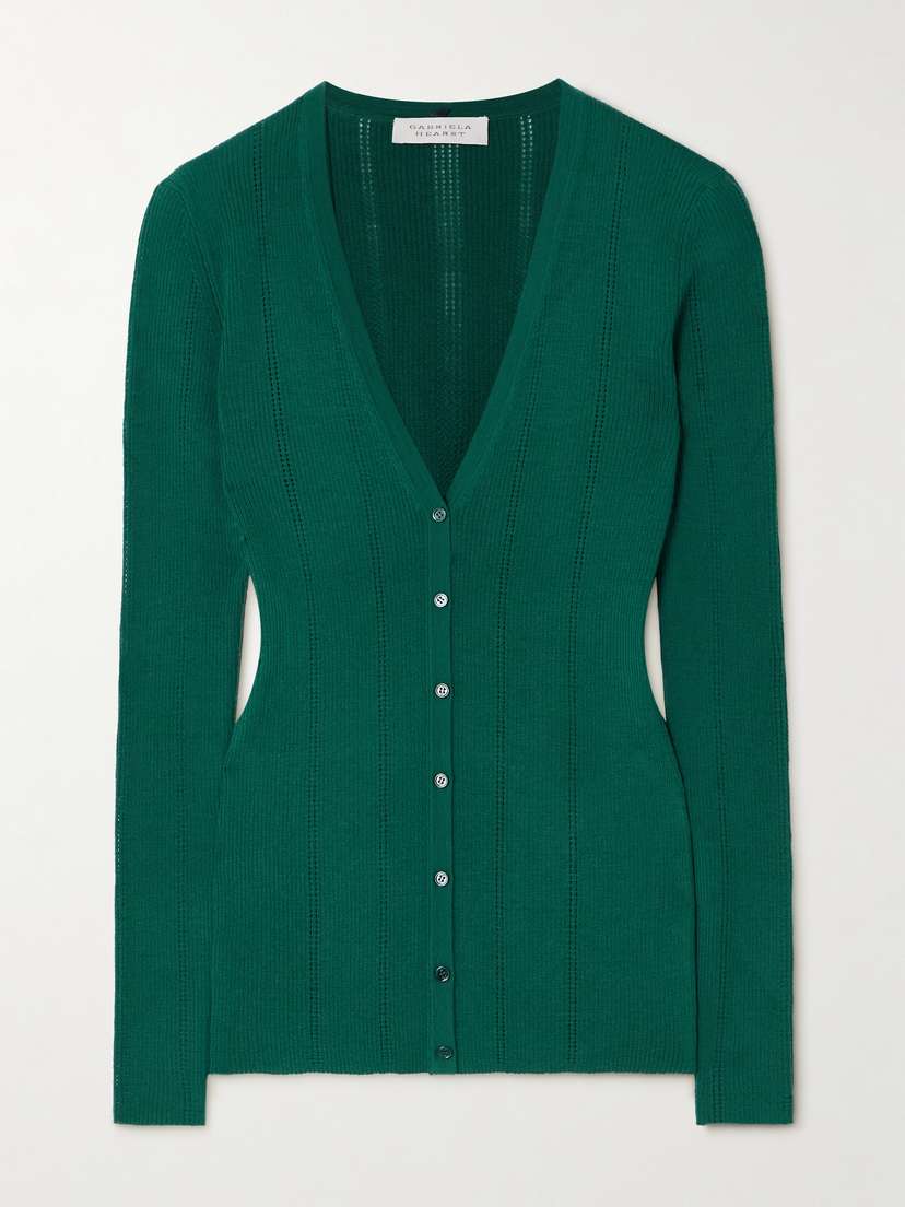 Gabriela Hearst Lillian Pointelle-knit Wool Cardigan