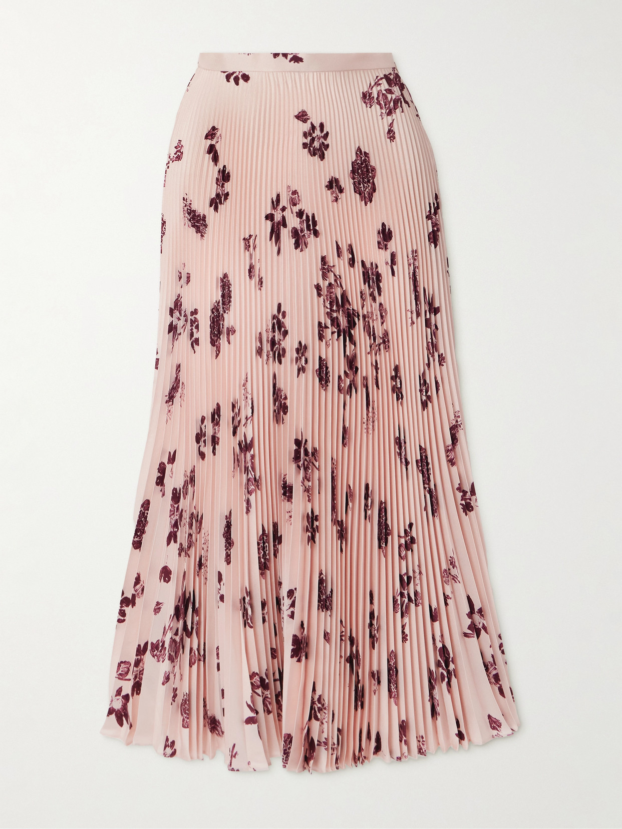 Gabriela Hearst Eames Pleated Floral-print Silk-twill Midi Skirt In Pink