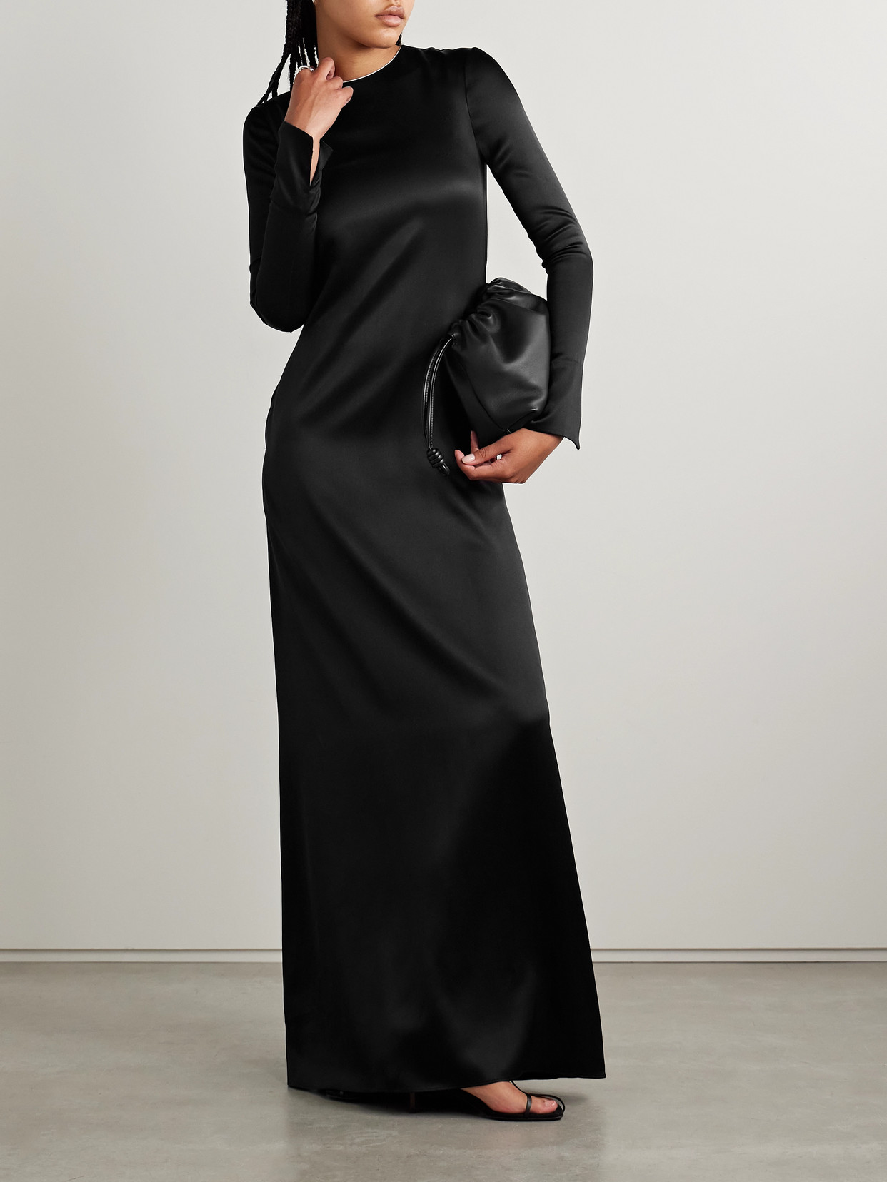 Adam Lippes Silk-charmeuse Gown In Black