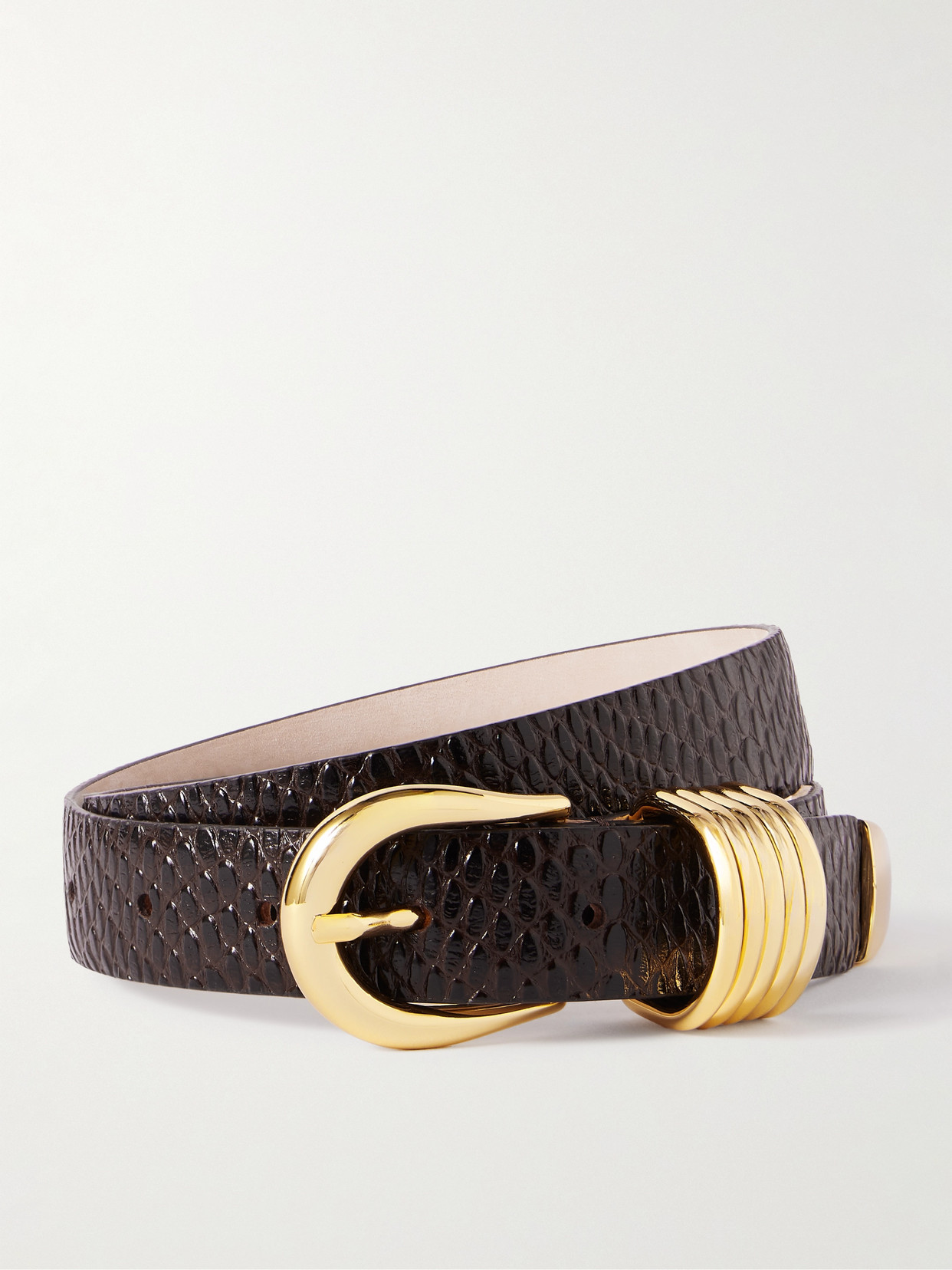 Dehanche Hollyhock Viper Snake-effect Leather Belt In Brown