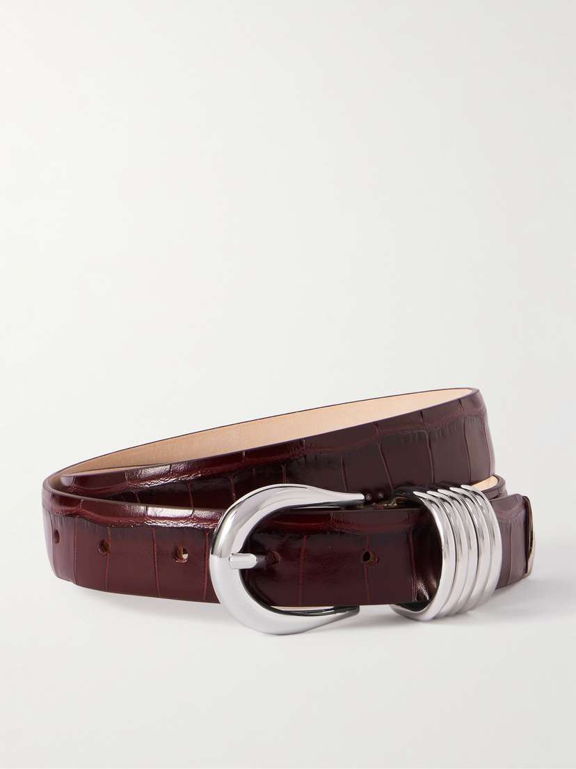 Déhanche Hollyhock Croc-effect Leather Belt