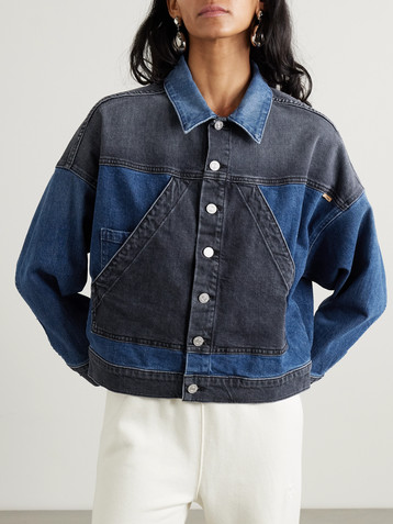 MOTHER The Triangle Drifter patchwork denim jacket