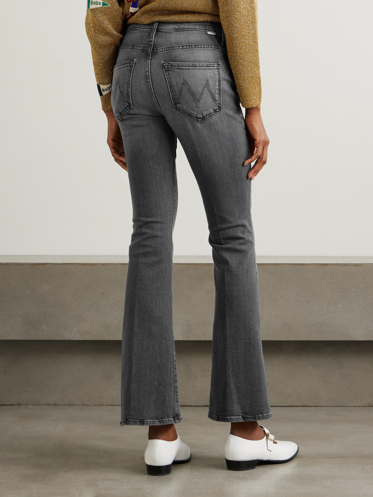 Mother Weekender Boot-cut Jeans In Wanted In Gray