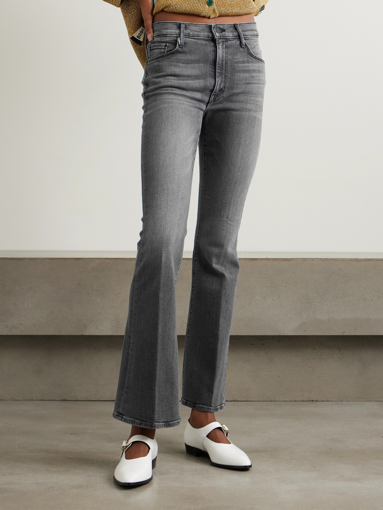 Mother Weekender Boot-cut Jeans In Wanted In Gray