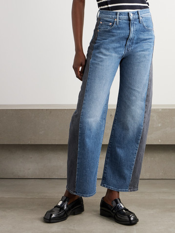 MOTHER The Half Pipe Flood two-tone high-rise barrel-leg jeans
