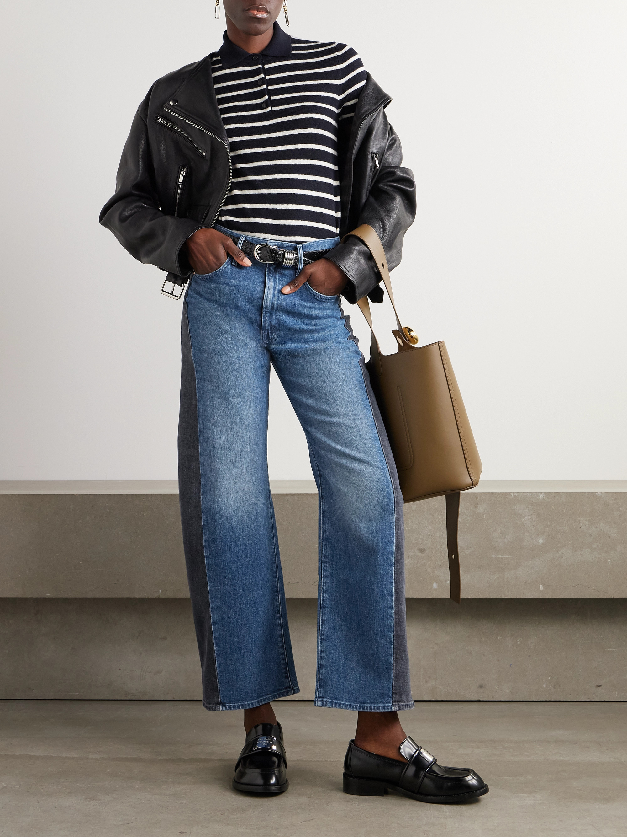 MOTHER The Half Pipe Flood two-tone high-rise barrel-leg jeans thumbnail