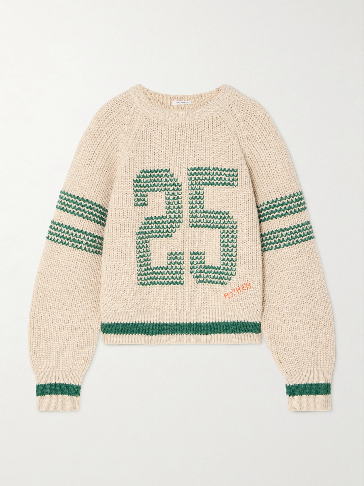 Mother - The Fisherman Concert Embroidered Alpaca-blend Sweater - Ecru