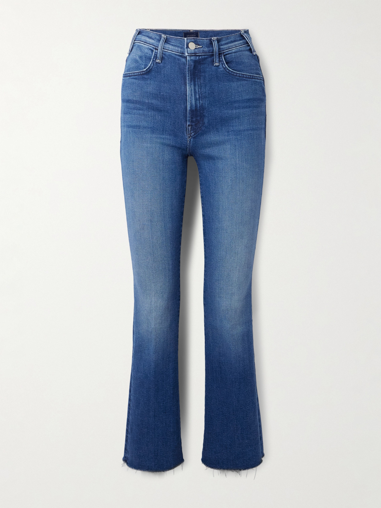 Mother The Hustler Flood Fray High-rise Bootcut Jeans In Blue