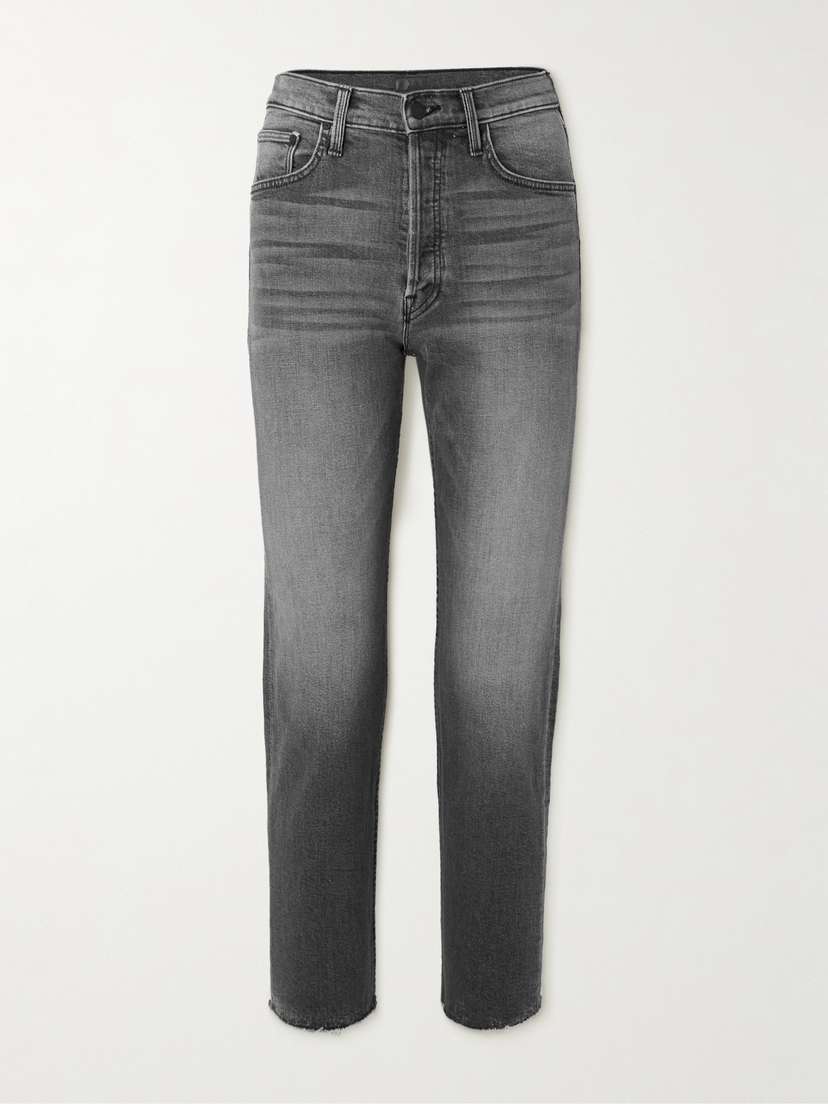 Mother The Tomcat Ankle Fray Distressed Straight-leg Jeans