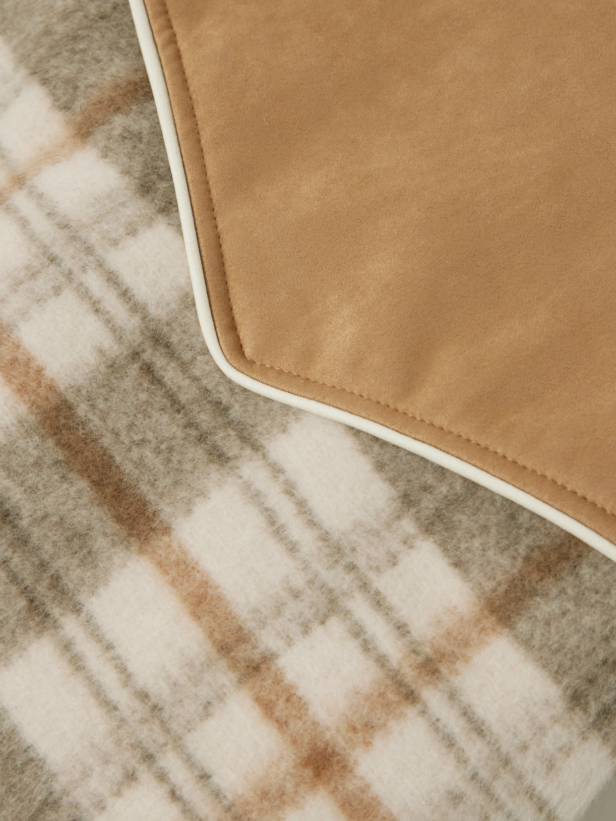 After School Faux Suede-Trimmed Checked Fleece Jacket