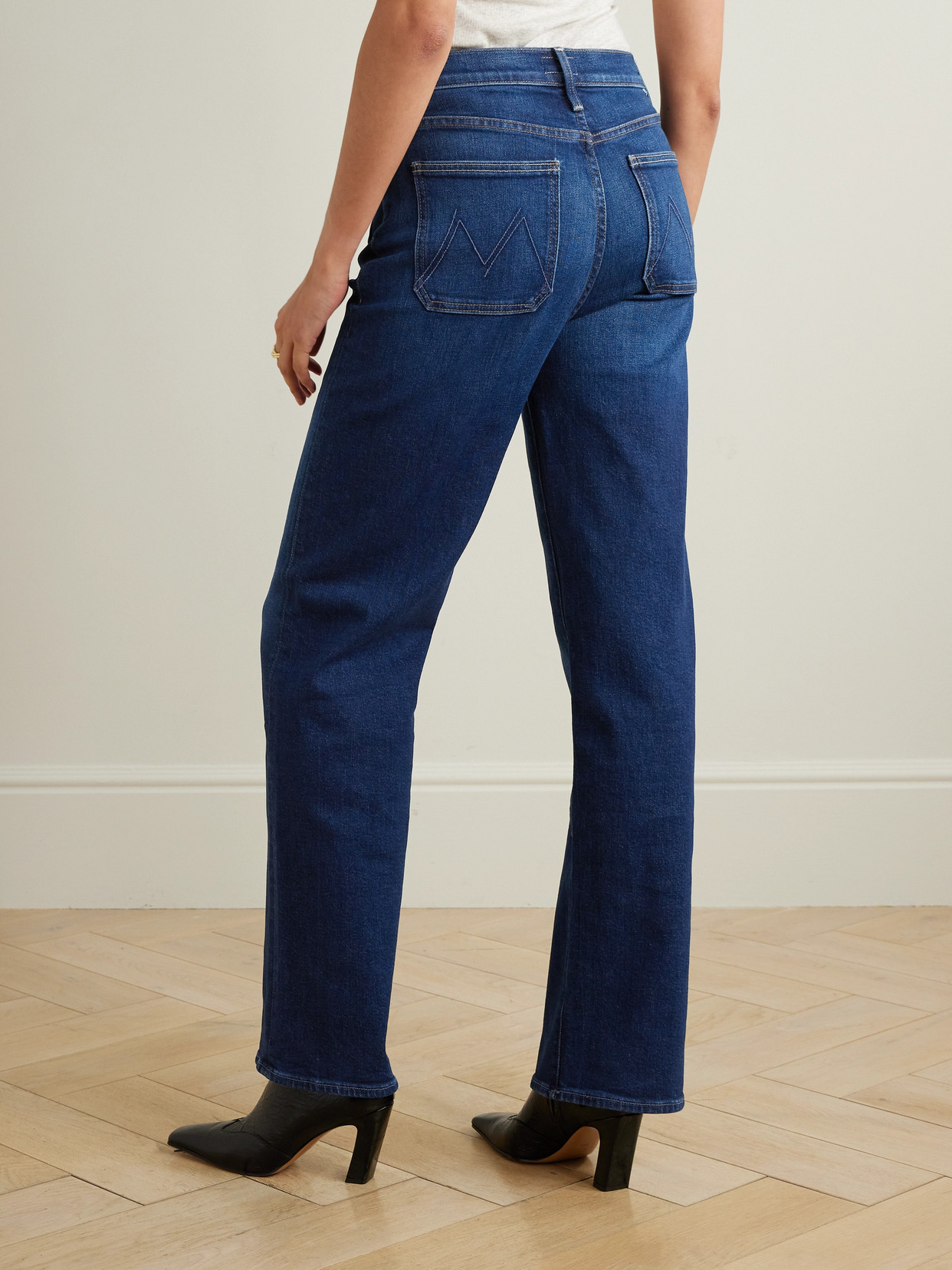 Mother The Lil Patch Pocket Rambler Zip Sneak Jeans In These Boots Are Made For Walkin In Blue