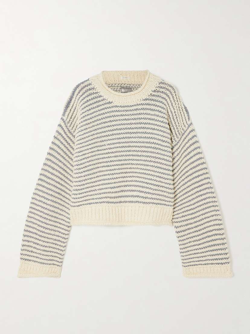Mother The Bell Sleeve Striped Cotton Sweater
