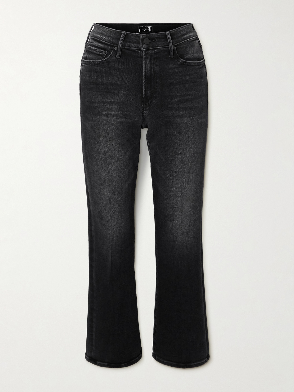 Mother The Outsider Flood Cropped Mid-rise Bootcut Jeans In Black