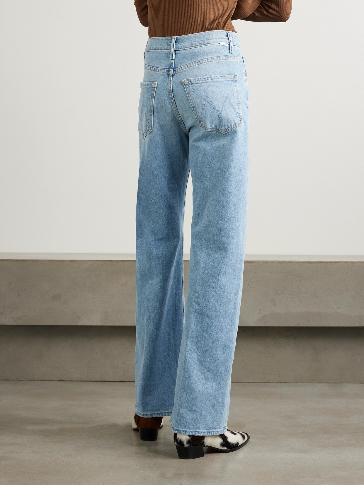 Mother The Lasso Sneak High-rise Wide-leg Jeans In Blue