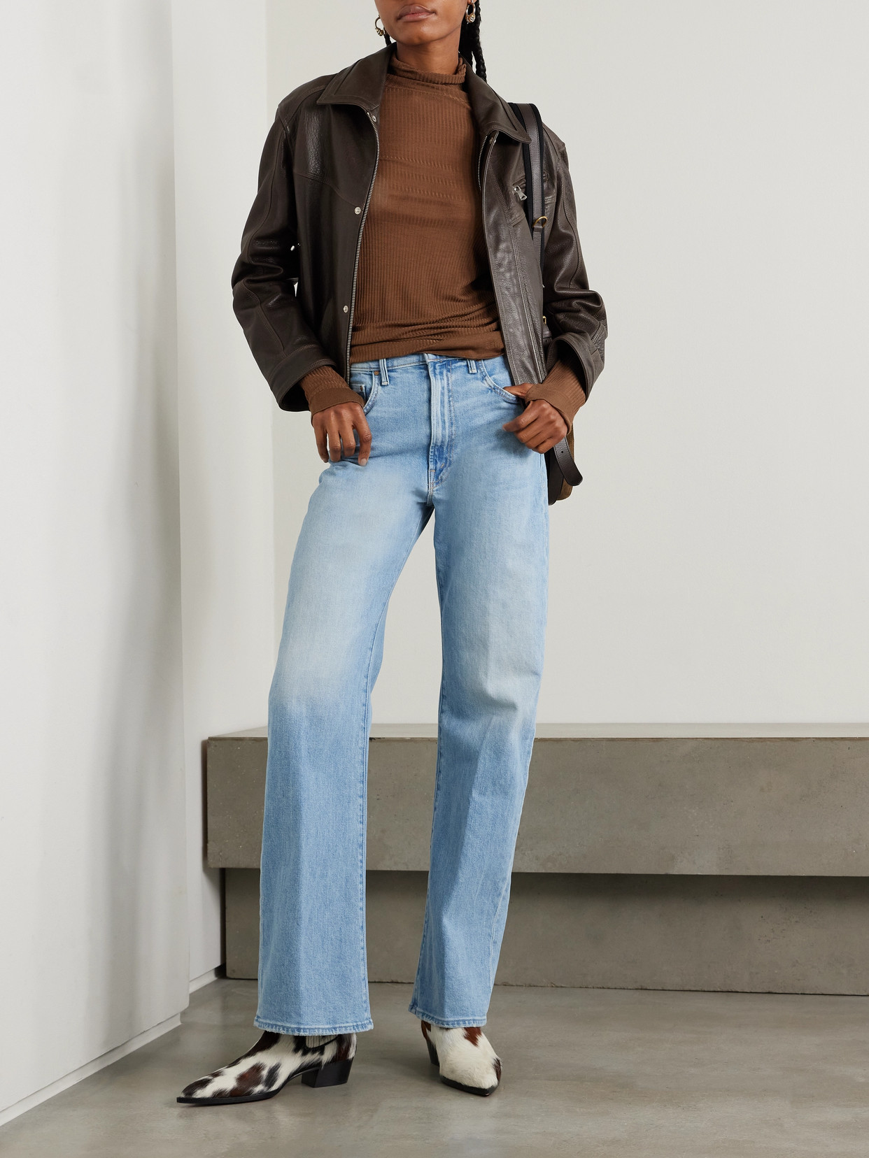 Mother The Lasso Sneak High-rise Wide-leg Jeans In Blue