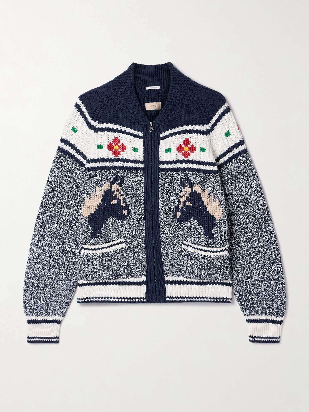 Mother - The Try Outs Jacquard-knit Cardigan - Navy