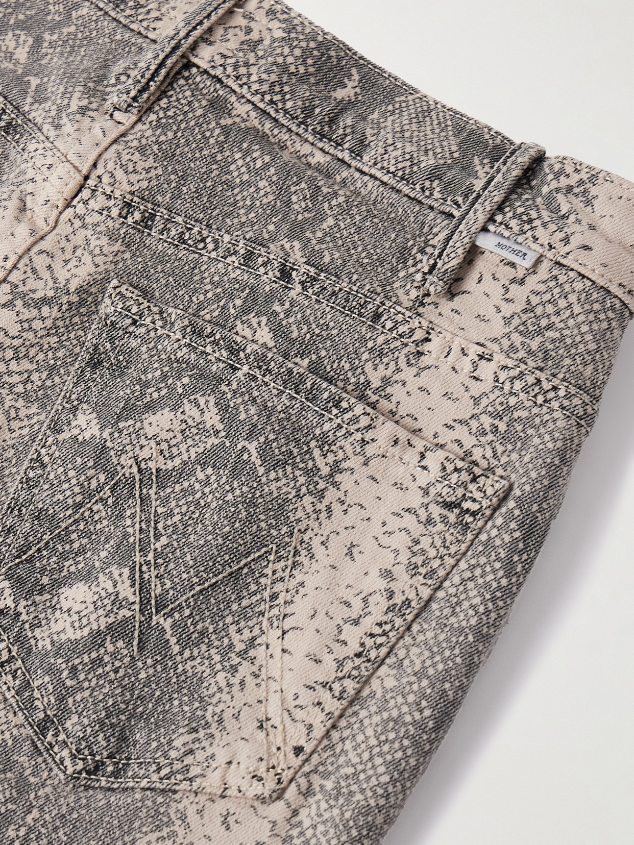 Mother The Hustler Cropped Snake-print High-rise Flared Jeans In Neutrals
