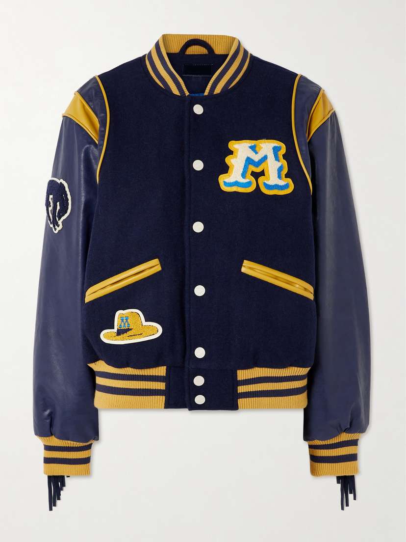 Mother The Fringe Team Spirit Appliquéd Wool-blend Bomber Jacket