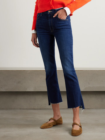 MOTHER The Insider Crop Step Fray high-rise bootcut jeans