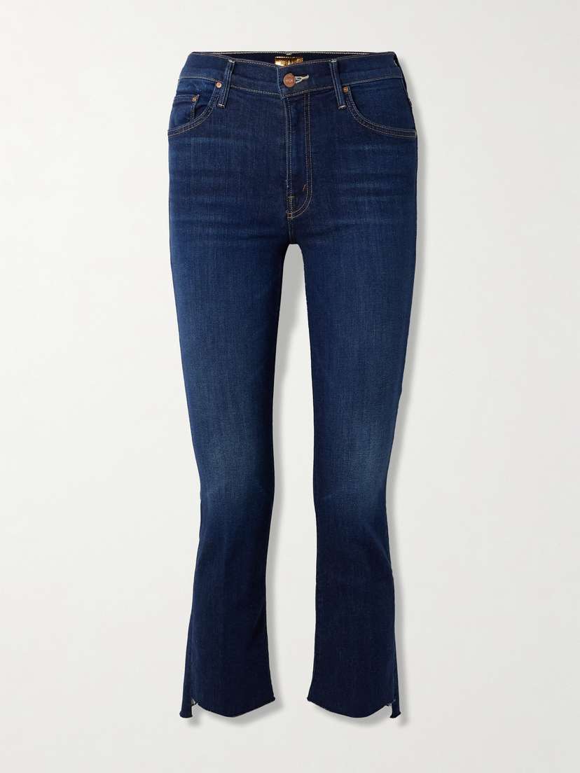 Mother The Insider Crop Step Fray High-rise Bootcut Jeans