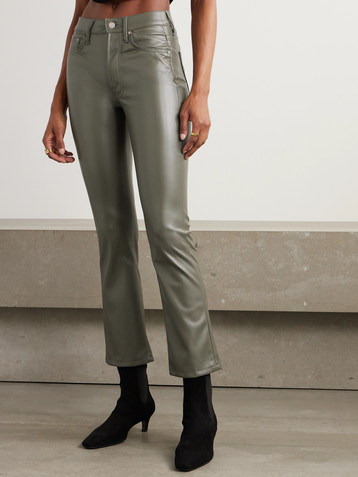 MOTHER The Insider Flood cropped faux leather bootcut pants
