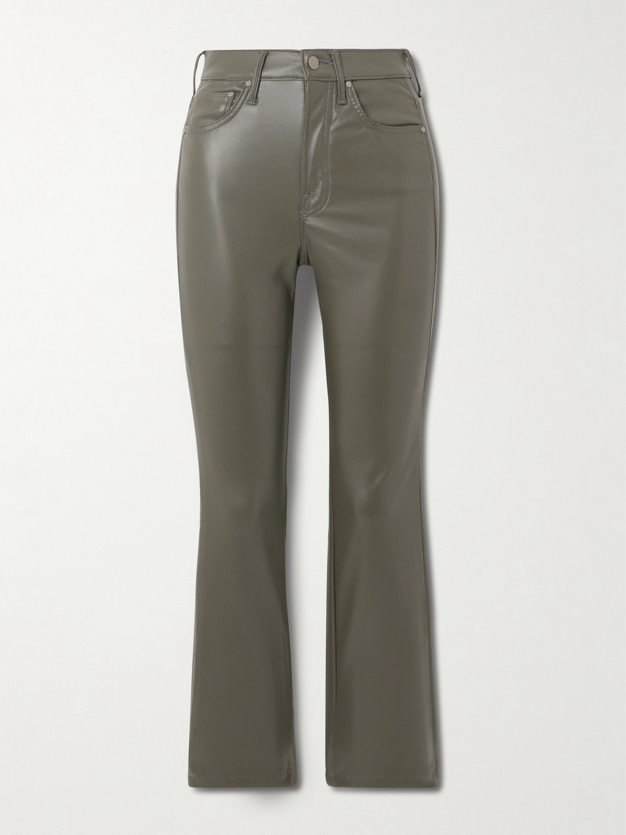 Mother The Insider Flood Faux Leather Pants In Green