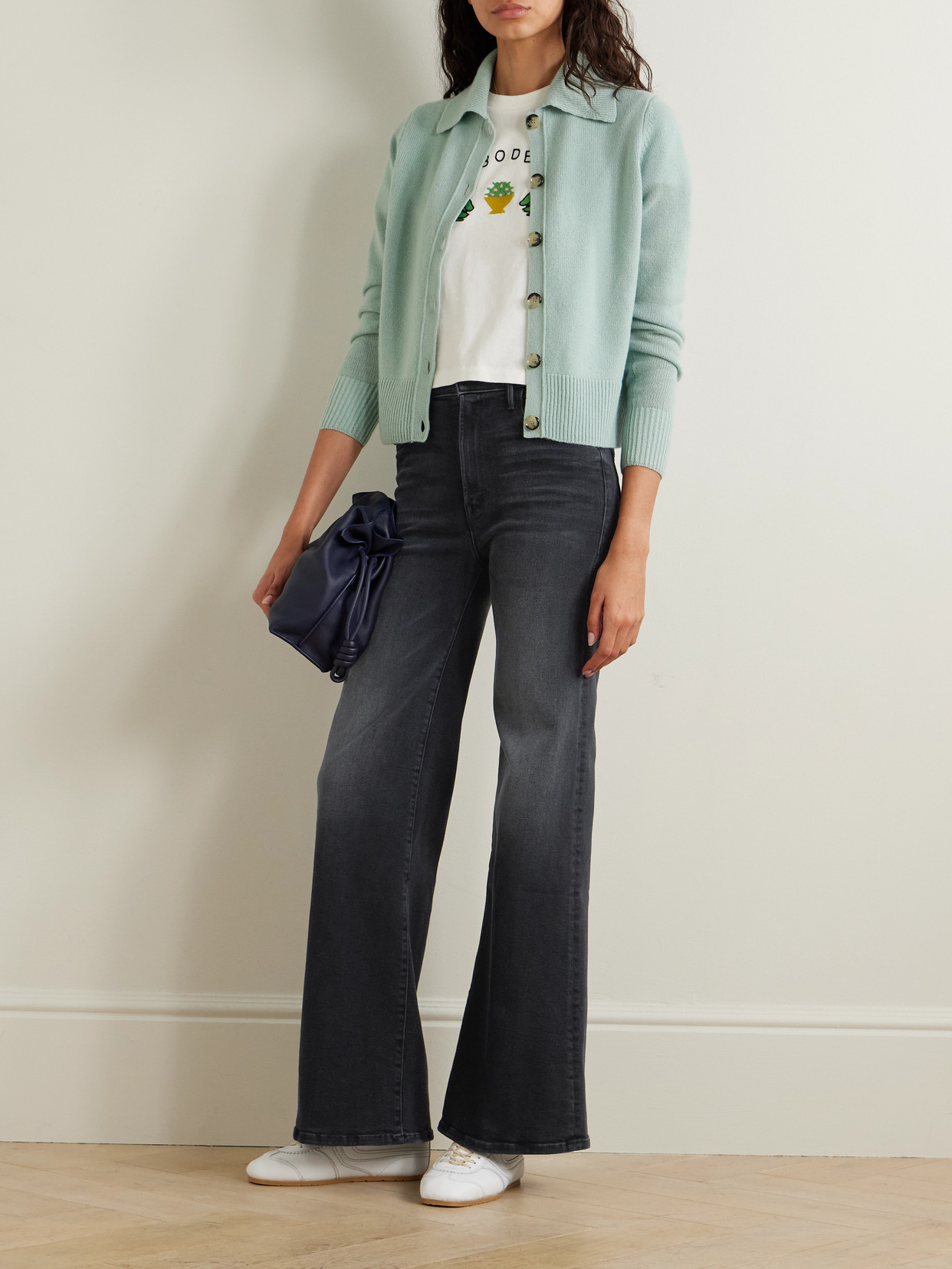 Mother The Hustler Roller High-rise Flared Jeans In Black