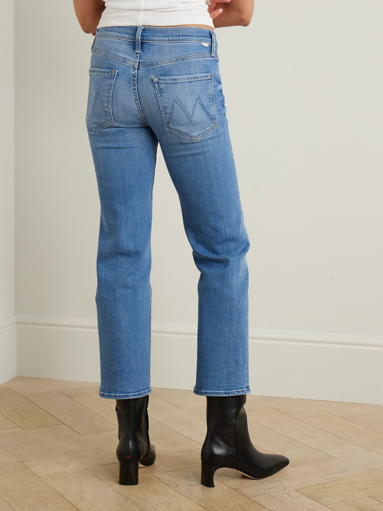 Mother The Rambler Zip Mid-rise Wide-leg Stretch Jeans In Blue
