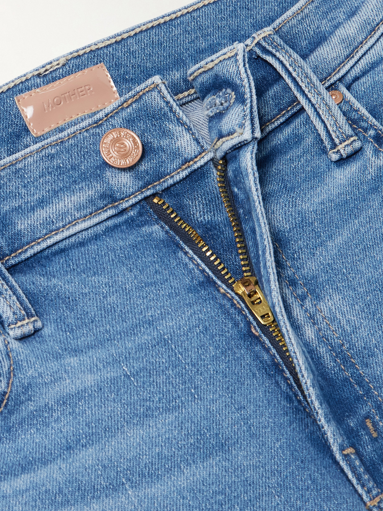 Mother The Rambler Zip Mid-rise Wide-leg Stretch Jeans In Blue