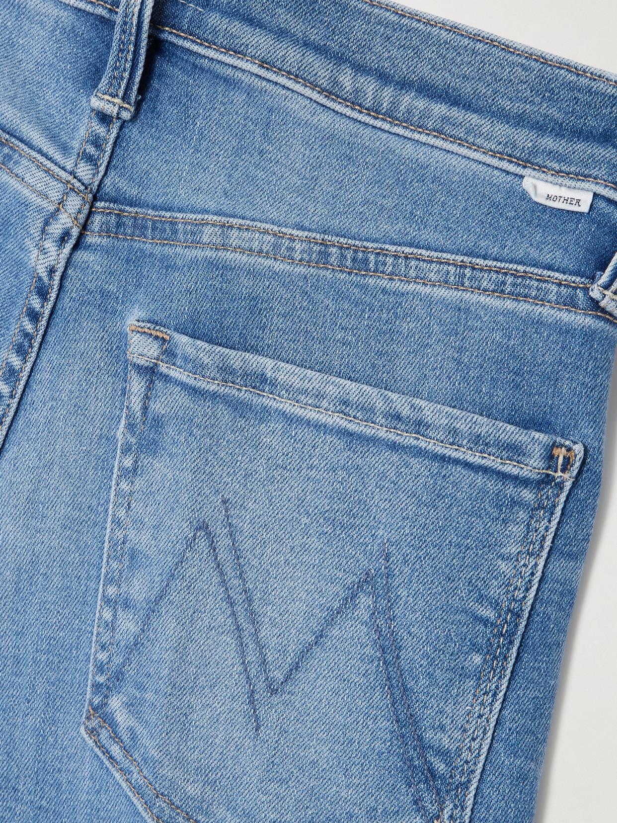 Mother The Rambler Zip Mid-rise Wide-leg Stretch Jeans In Blue