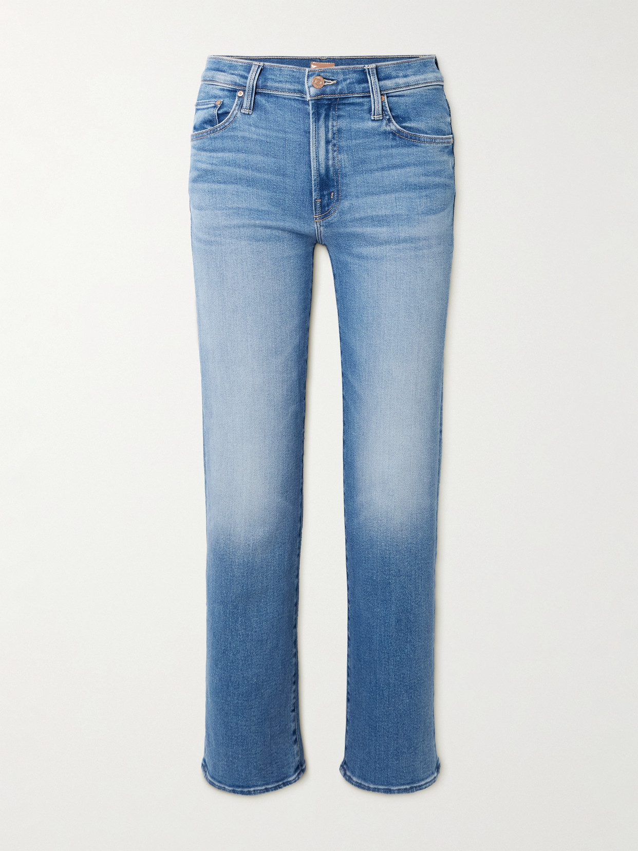 Mother The Rambler Zip Mid-rise Wide-leg Stretch Jeans In Blue