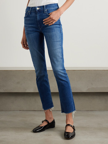 MOTHER The Dazzler Ankle frayed mid-rise slim-leg jeans
