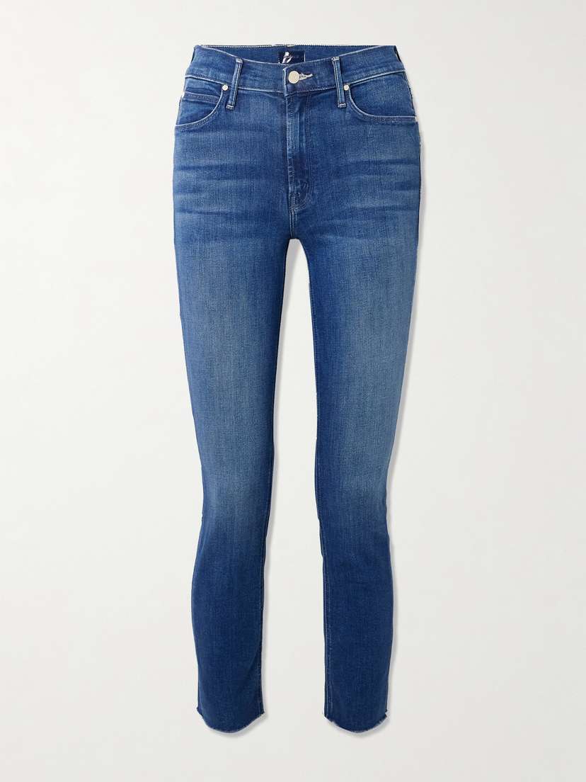 Mother The Dazzler Ankle Frayed Mid-rise Slim-leg Jeans