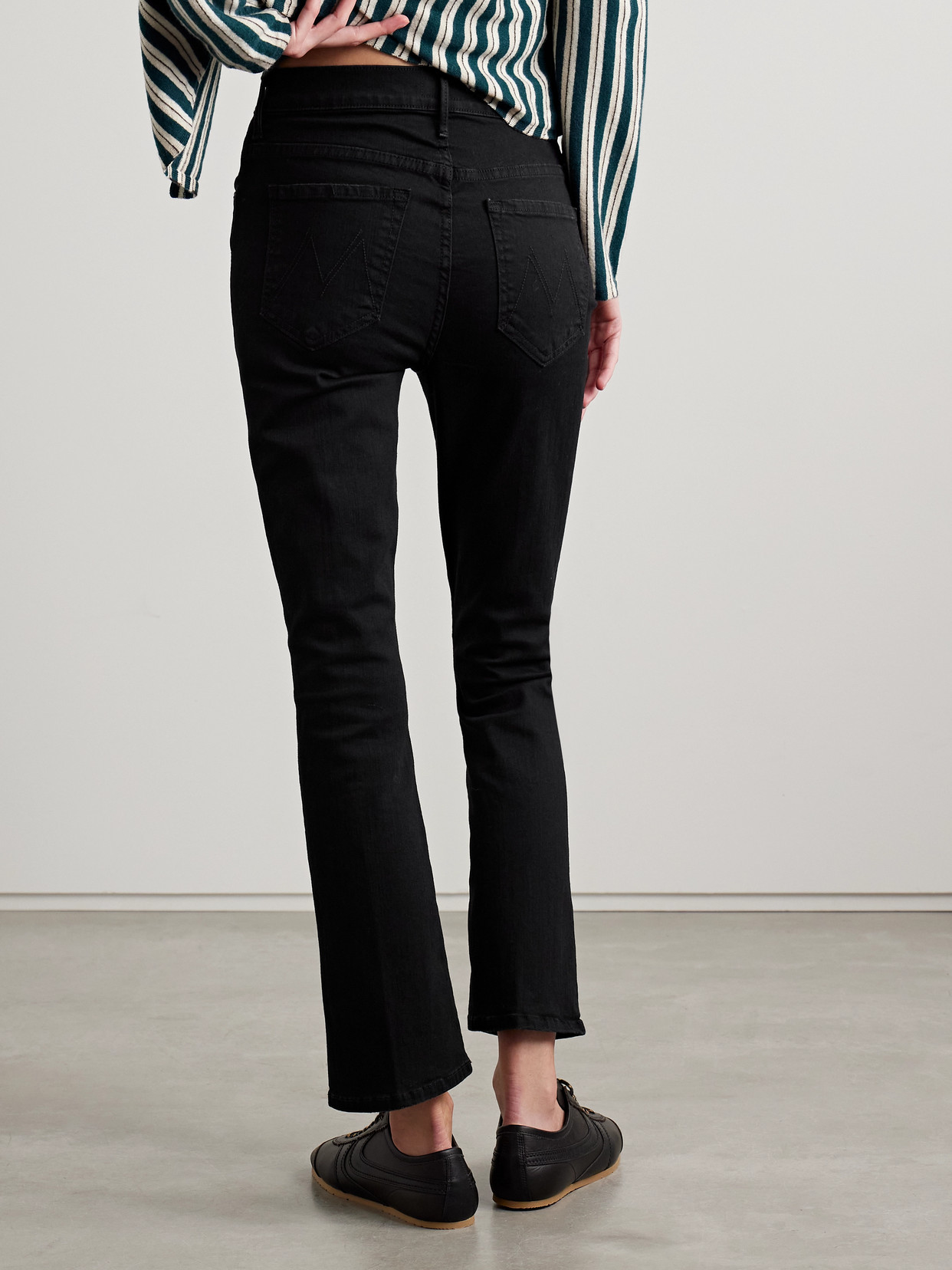 Mother The Insider Cropped High-rise Bootcut Jeans In Black