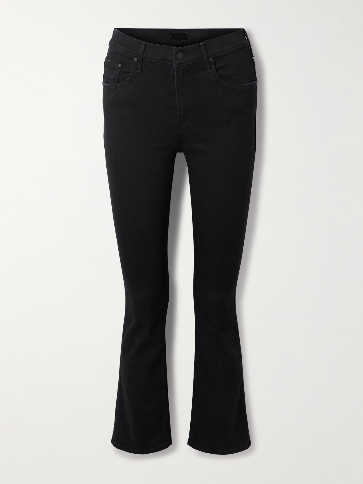 Mother The Insider Cropped High-rise Bootcut Jeans In Black