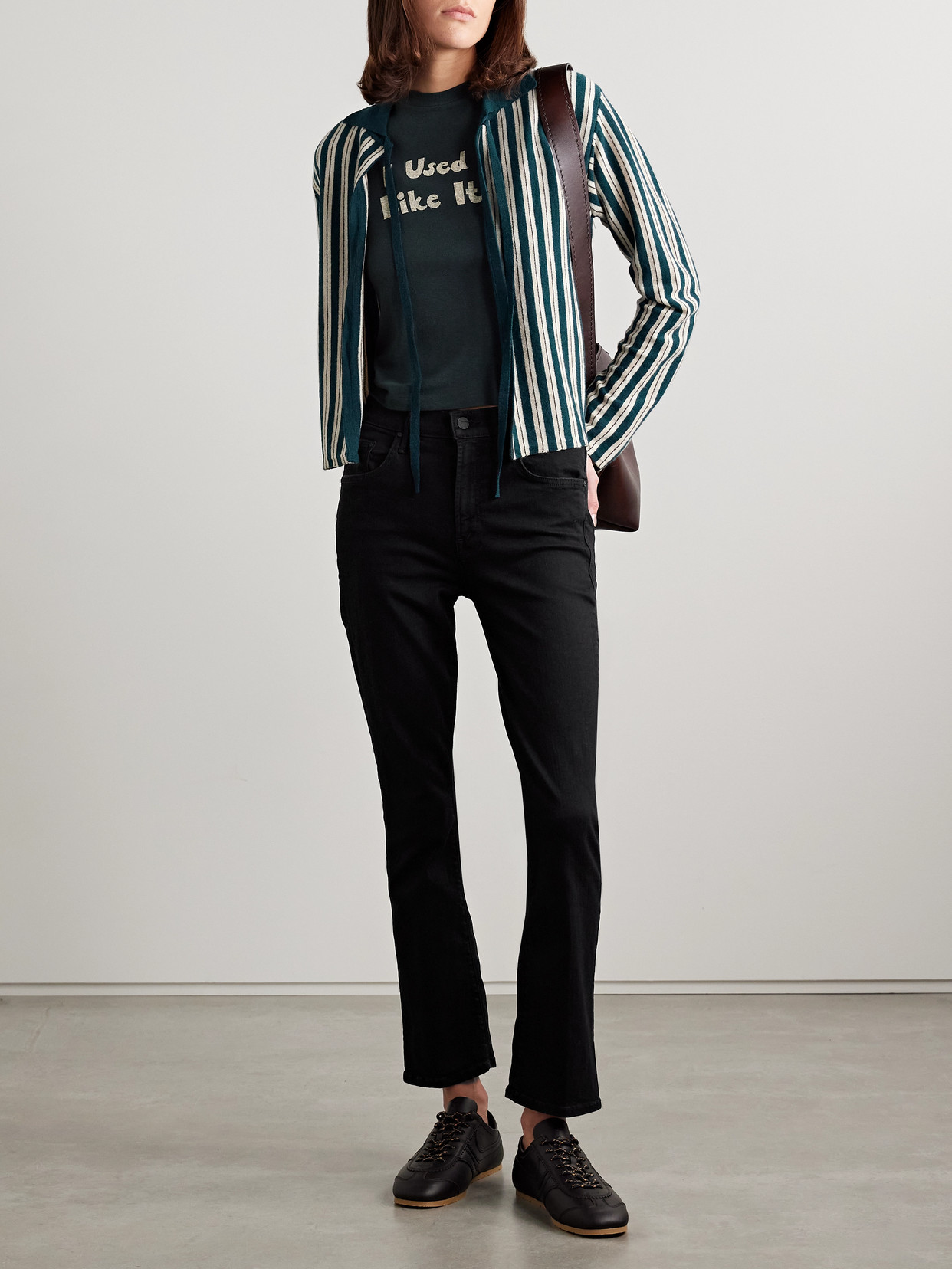 Mother The Insider Cropped High-rise Bootcut Jeans In Black