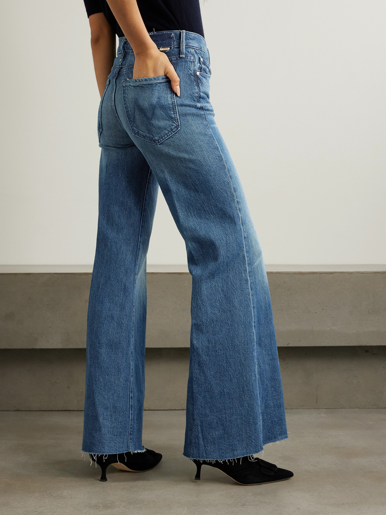 MOTHER THE TWISTER SNEAK DISTRESSED HIGH-RISE WIDE-LEG JEANS