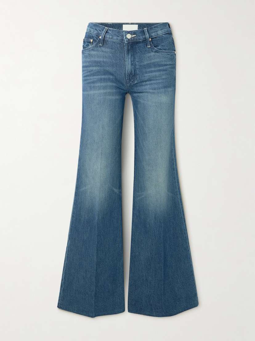 Mother The Twister Sneak Distressed High-rise Wide-leg Jeans
