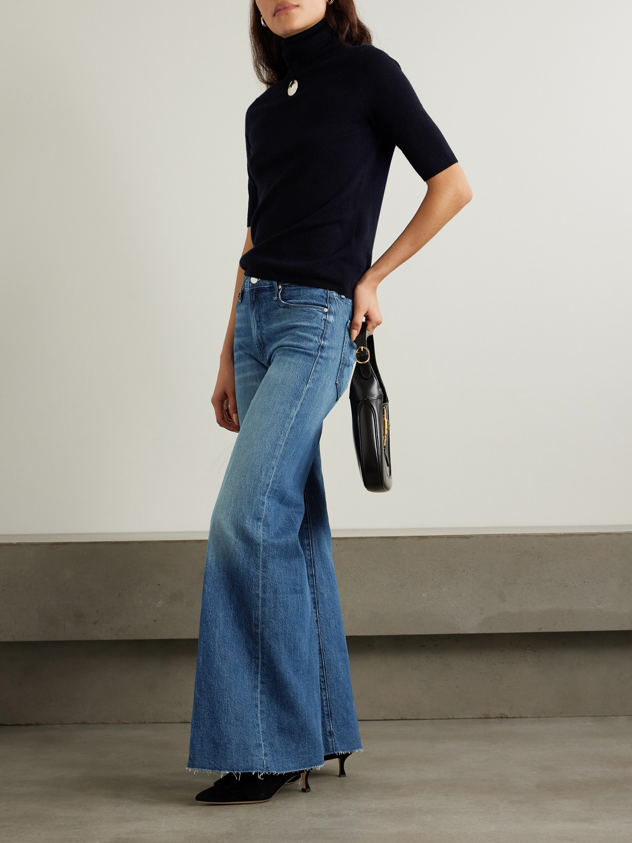 MOTHER THE TWISTER SNEAK DISTRESSED HIGH-RISE WIDE-LEG JEANS