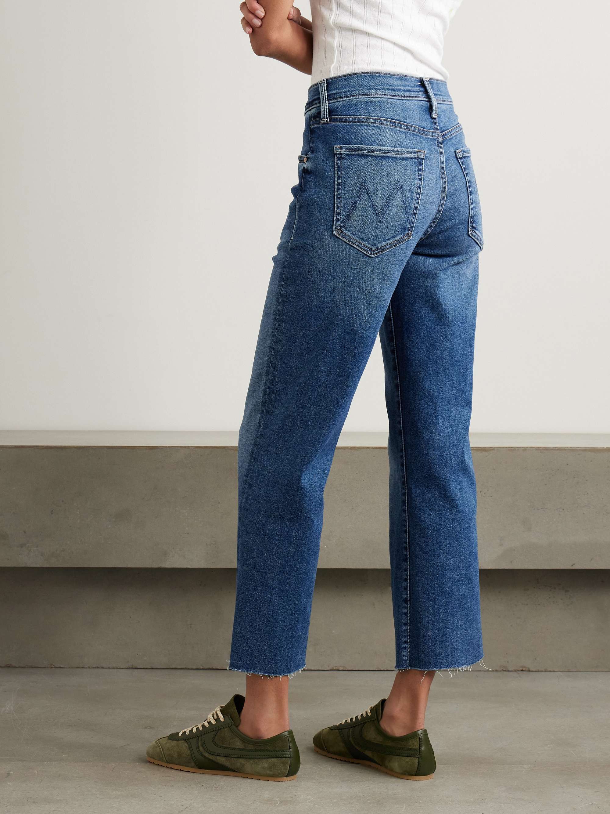 MOTHER The Rambler Zip Ankle Fray mid-rise straight-leg