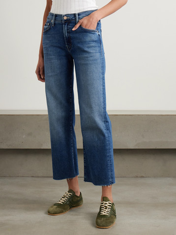 MOTHER The Rambler Zip Ankle Fray mid-rise straight-leg jeans