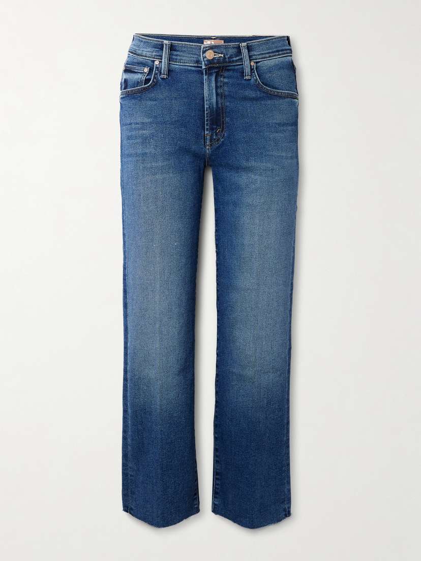 Mother The Rambler Zip Ankle Fray Mid-rise Straight-leg Jeans